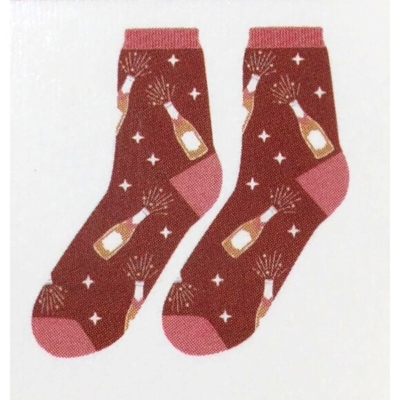 Champagne Accessories - 2 Pair Adult Champagne Quarter Length Socks (Champagne Bottles) One Size - NEW!!
